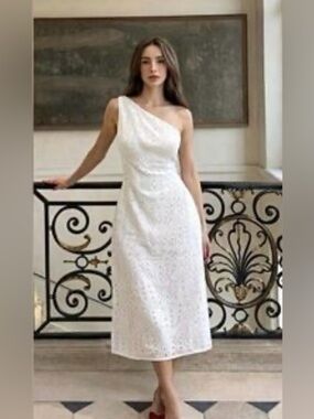 Zara one shoulder eyelet maxi dress NWT , sz : medium